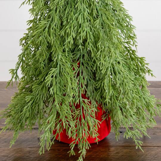 Nearly Natural 19" Unlit Artificial Down Swept Christmas Tree with Santa Hat Topper